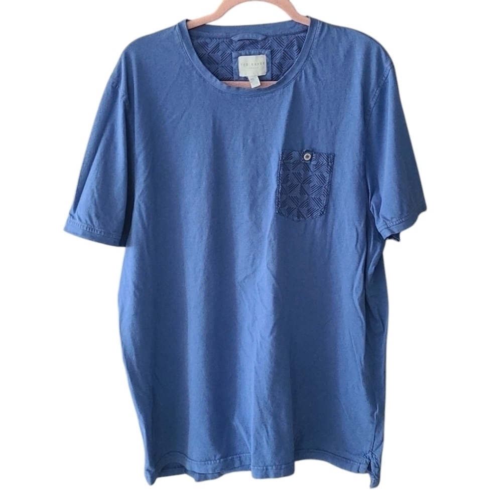 TED BAKER LONDON Cotton short sleeve crew neck blue top Size Large